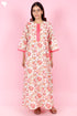 60s Cotton Zipper Front Kaftan In Floral Print